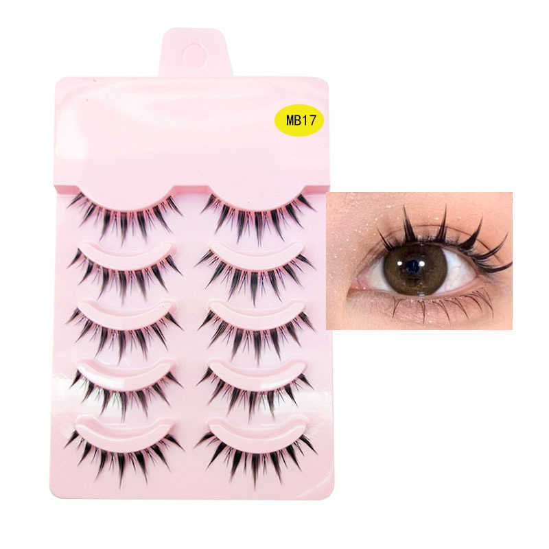 FALSE ESHELASHES LEKOFO 5 Пары 3D Mink Manga Lashes Faux Cils Корейские натуральные фальшивые ресницы Удлините