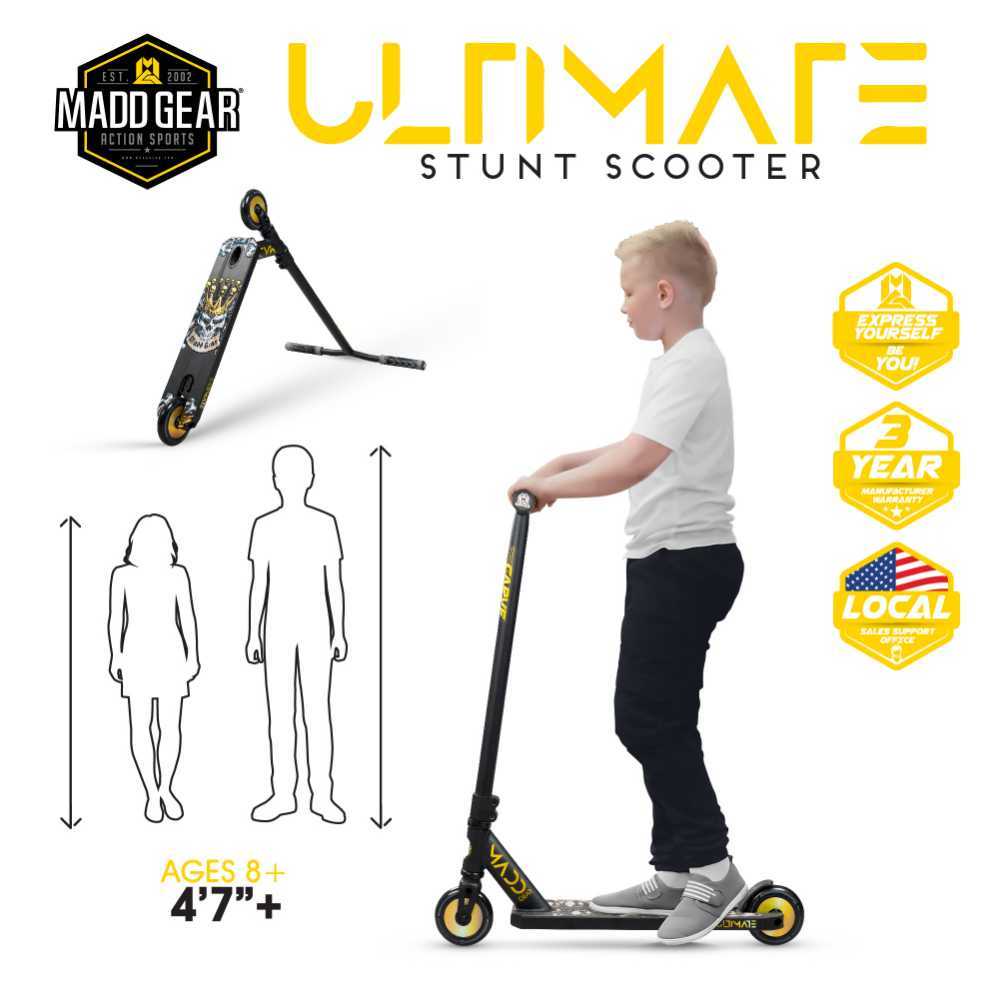 Scooters de chute -Scooter Pro Complete Ultimate para crianças de 8 anos e truques de estilo livre de dublê BMX
