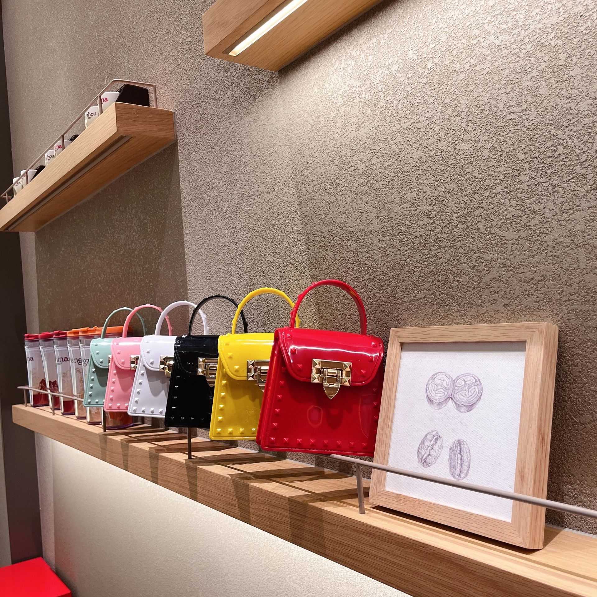 Genuine Leather Valentins Handbag Women's 2023 New Leaf Chain Mini Jelly Fashionable and Versatile Small Fresh Red Small XXO0R