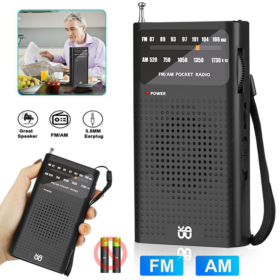 Mini Radio Portable AM/FM Dual Band Stereo Weather Pocket Radio Receiver for Walking Hiking Camping W-908