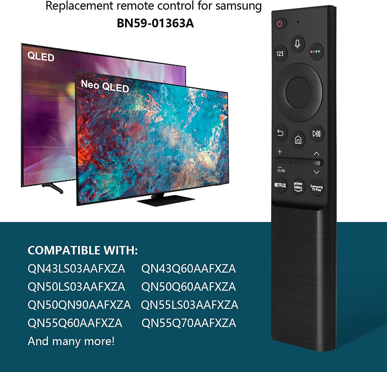 Controle remoto de voz Bluetooth para Samsung BN59-01363A QN43LS03AAFXZA QN43Q60AAFXZA QN50LS03AAFXZA QN55LS03AAFXZA QN55Q60AAFXZA SMART HDTTV TV TV TV TV