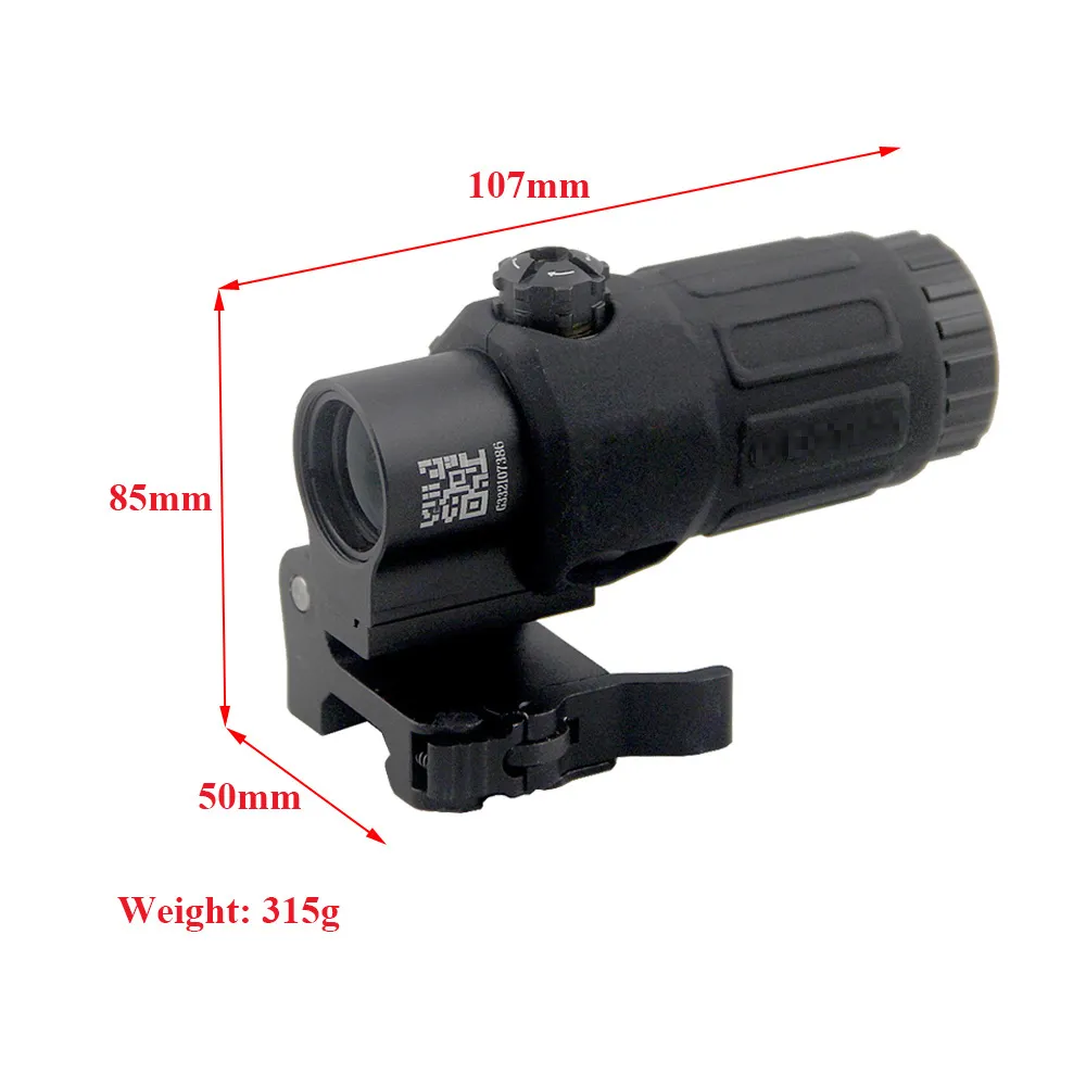 Acessórios táticos HHS III 558 Escopo holográfico de ponto vermelho e verde com G33 3x Meldifier Combo Hunting Rifle T-Dot Sight G33 Mudar para o lado rápido de montagem destacável