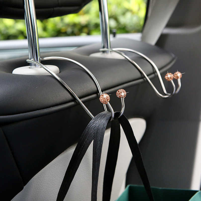 Novos 2 ganchos de aço inoxidável para o banco traseiro da linha de carro, decoração de assento, interior do carro, ganchos de encosto de cabeça ocultos, ganchos de armazenamento de bolsa