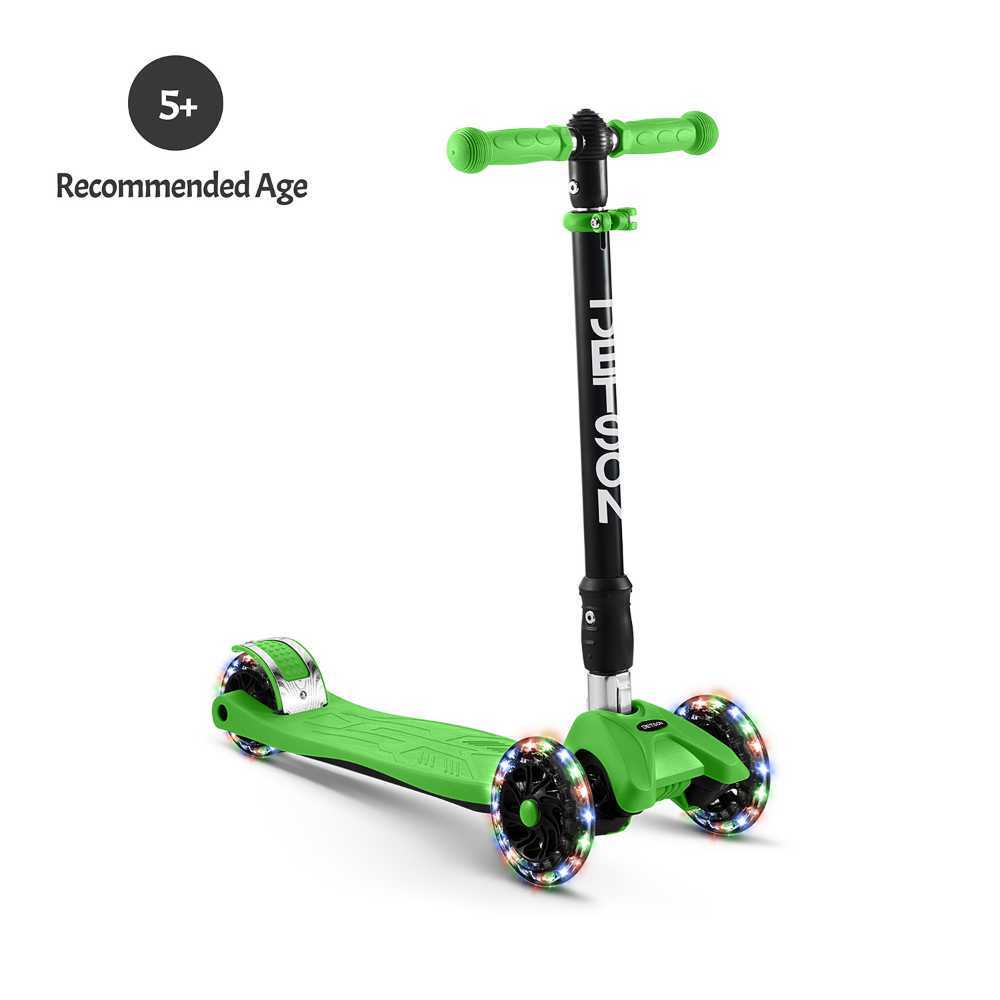 Kick Scooter Twin Kick Scooter mit LED-Leuchträdern Unisex Green Kids Scooter Kick Scooter