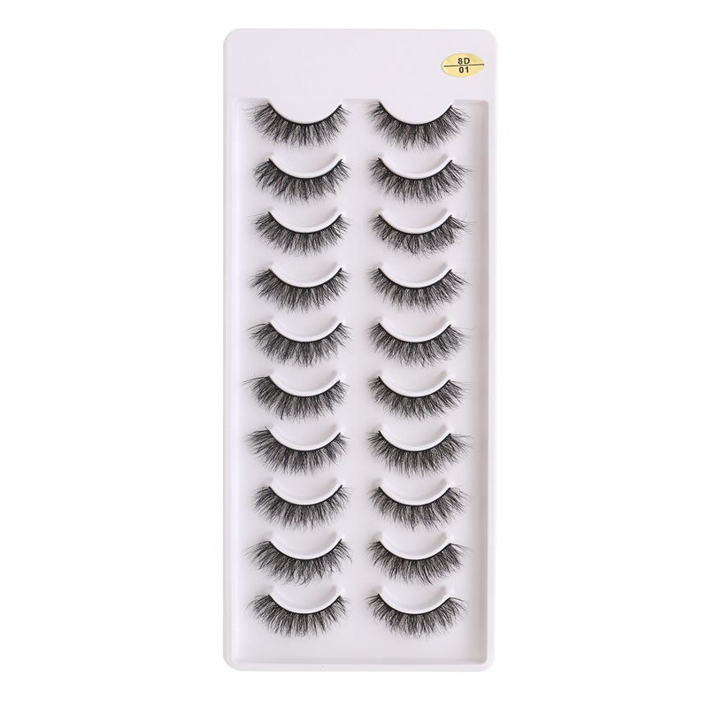 10 par Natural Fluffy Faux Mink Eyelashes Light Weight False Eyelash Crisscross Eye Lash Extensions mjuk återanvändbar bekväm grymhet gratis