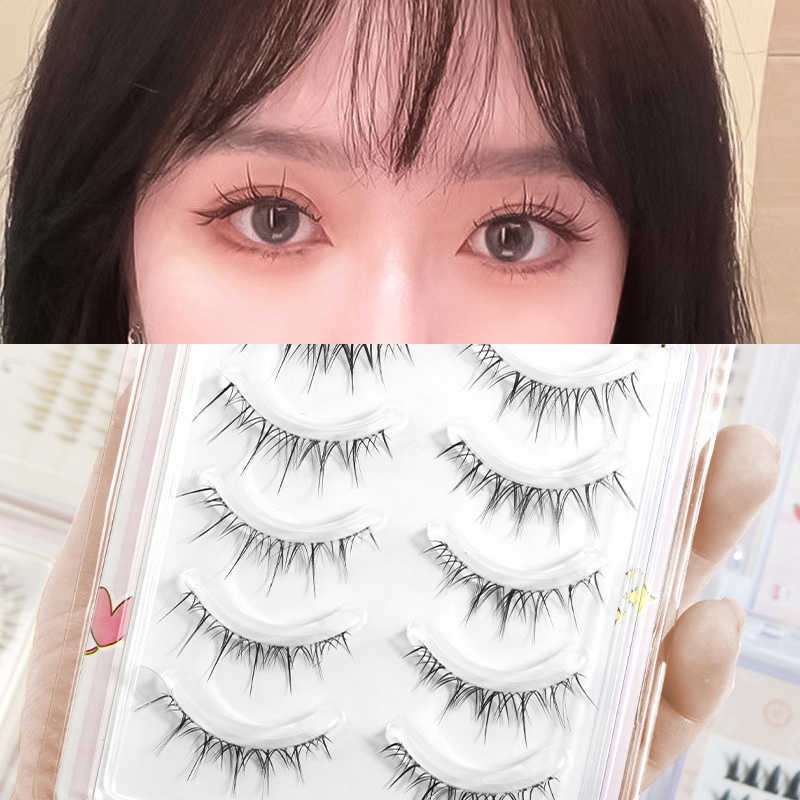 FALSE ESHELASHE 5 Пара/коробка Cross Cross Messy Manga False Enselashes Natural Lash Extension Японская сказочная косплей косплей косплей косплей Z0428