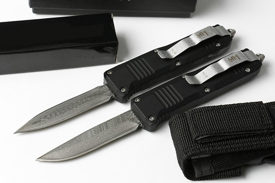US Italian Style Damascus Mini Double Action Tactical Automatic Pocket Knife Outdoor Hunting Survival Rescue Knives UT88 UT85 Godfather 920 9000 7150 7950