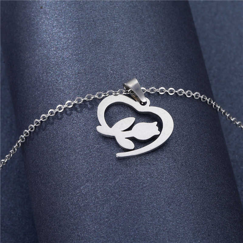 Collane con ciondolo Telecamere a cupola Nuovo colore argento Collana cuore in acciaio inossidabile donna Rose Moon Dolphin Cat Ciondolo Famiglia Amicizia Gioiello AA230428