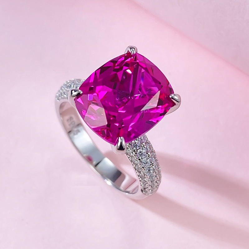 Klasyczny pierścionek Ruby Diamond 100% Real 925 Srebrny Party Wedding Pierścienie dla kobiet mężczyzn Prezent zaręczynowy Prezent biżuterii