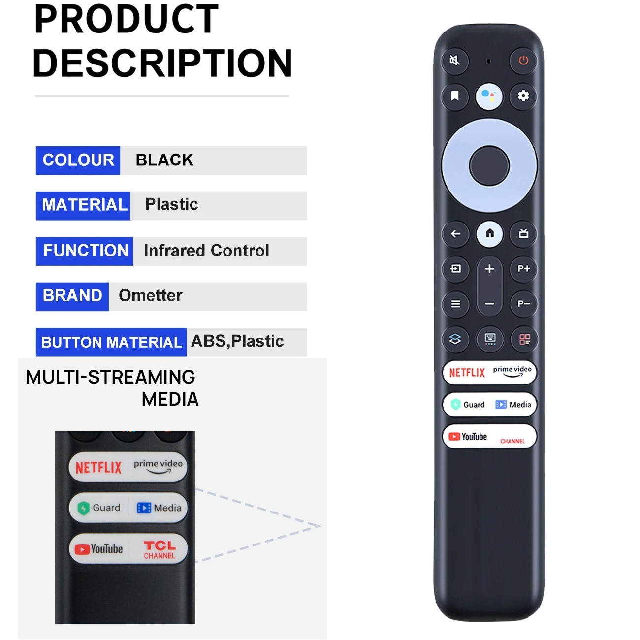 RC902V FMR5 FMR1 FMR4 Ersättning Remote Control för TCL Smart TV 8K QLED TV med Netflix IVI utan röstkontroll