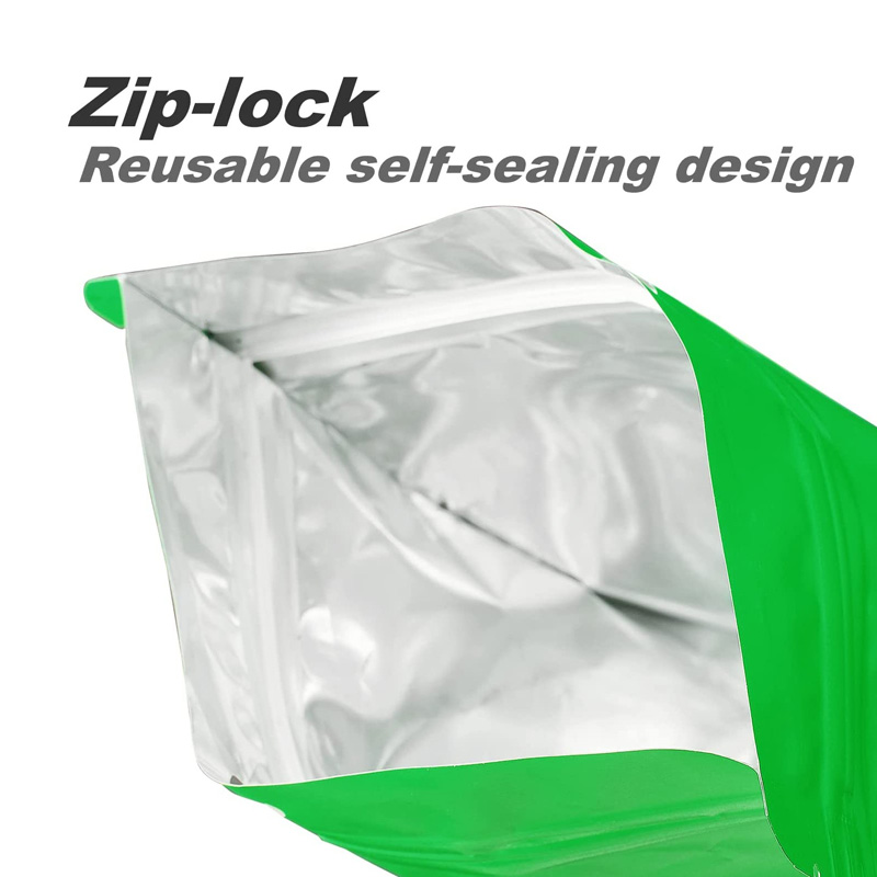 Grön stand up matt aluminiumfolie självtätningspåsar med tydliga framfönster värmeförslutbara återförslutningsbara påse för matlagring LX4327