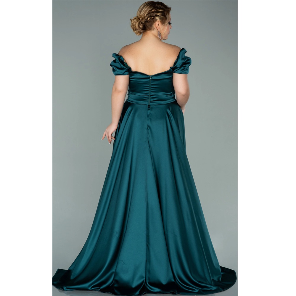 A-line sukienka na studniówkę 2024 Spring Satin Off the Rame High Slit Long Evening Suknia Formalna elegancka vestidos de gala