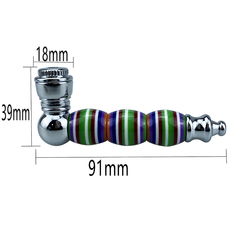 Latest Colorful Bead Zinc Alloy Pipes Portable Innovative Removable Filter Smoking Tube Handpipe Dry Herb Tobacco Silver Screen Cap Bowl Cigarette Holder