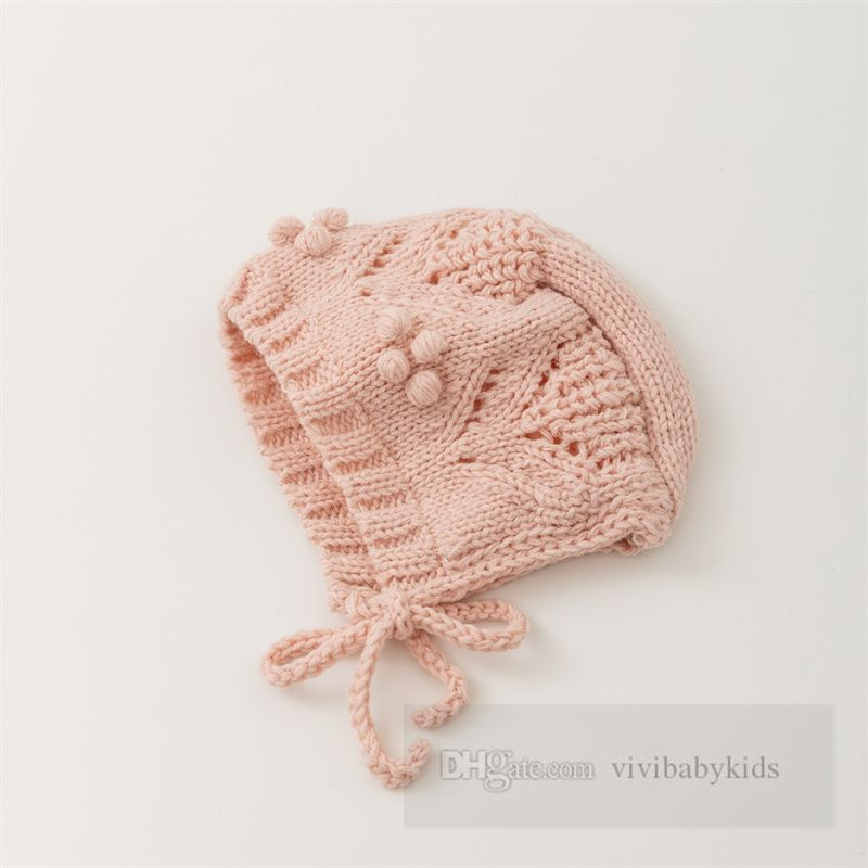 Noël bébé creux crochet chapeaux petits garçons filles stéréo pompons applique bonnet automne hiver enfant en bas âge enfants en plein air casquette chaude Z5631