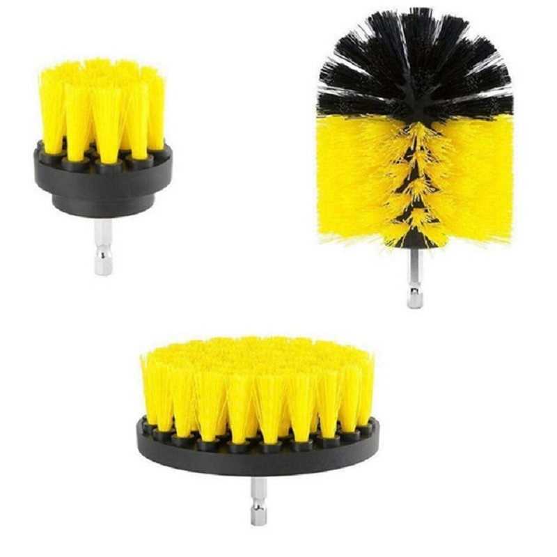 Nouveau 3 pièces rond complet électrique brosse perceuse à poils rotatif ensemble d'outils de nettoyage épurateur outil de nettoyage brosses outil de lavage de voiture