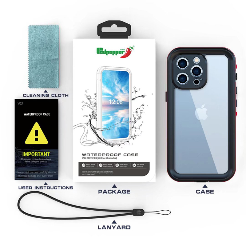 Custodia impermeabile Redpepper Custodia subacquea antiurto resistente allo sporco Custodia subacquea iPhone 13 14 15Pro Max