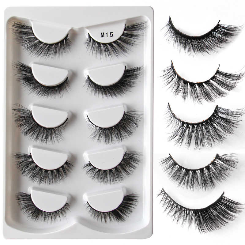 False Eyelashes SHIDISHANGPIN Cat Eyelashes 3/3D Faux Mink Fox Eyelash Winged Fluffy Fake Lashes Soft Natural Long Full Strip Lash Makeup Z0428