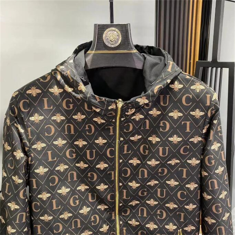 2023 New Style Lxuury Little Bee Embroidery Label Spring Jacket Men's European Station Trendy Printed Double Sided Top Men's Hoodie Jackets Coats