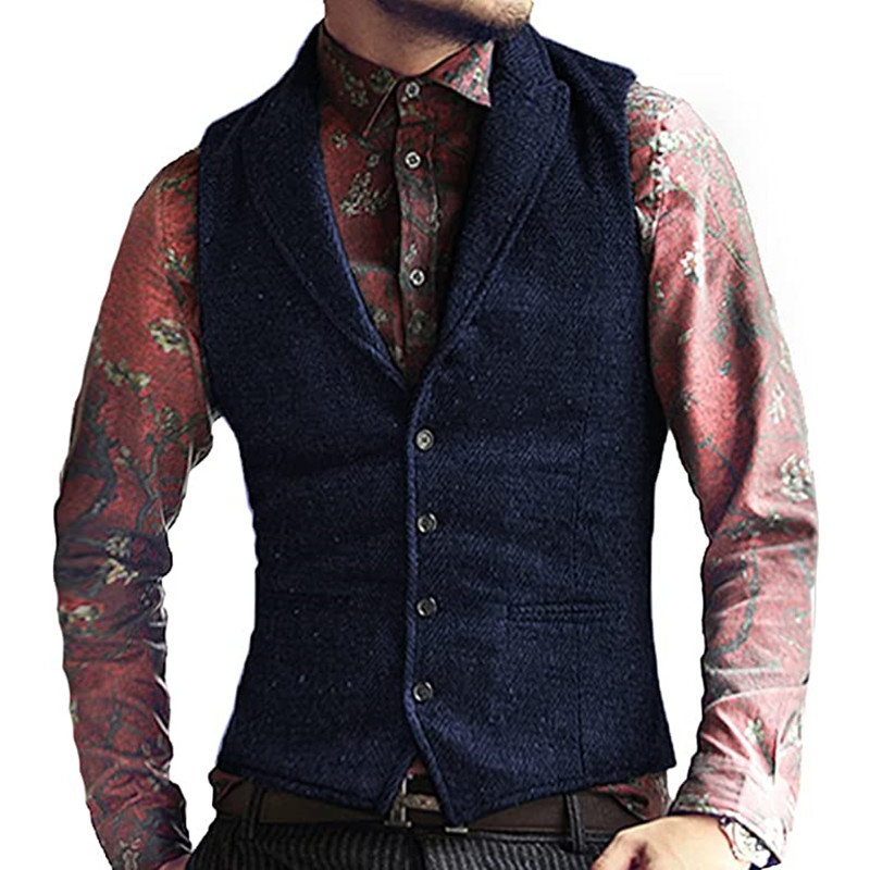 Flip collar men's suit vest fashionable, formal slim fit single breasted groom vest free delivery