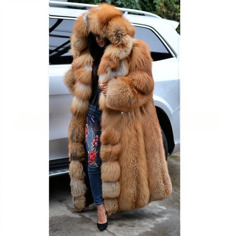 Women's Winter Plus Size Parka Overcoat Long Sleeve Faux Fur Coat Jacket with Big Hooded