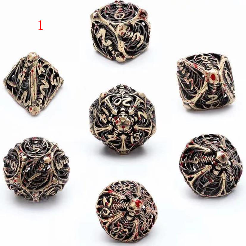 Pure copper plated metal dice DND dragon and dungeon hollow dice set TRPG insect screening polyhedron Cthulhu running group board game