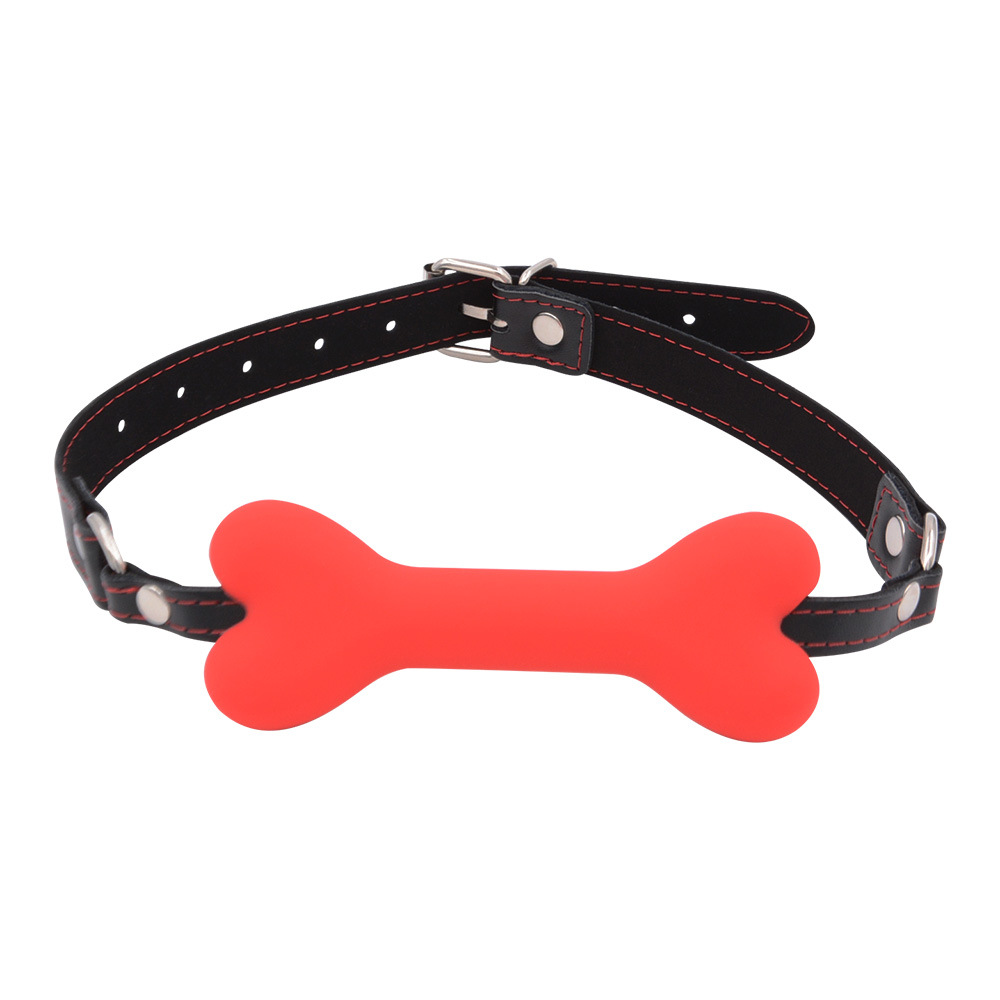 Fetish Oral Sex PU Leather Silicone Bone Open Mouth Gag BDSM Bondage Lips Ring Gag Sex Toys For Couples