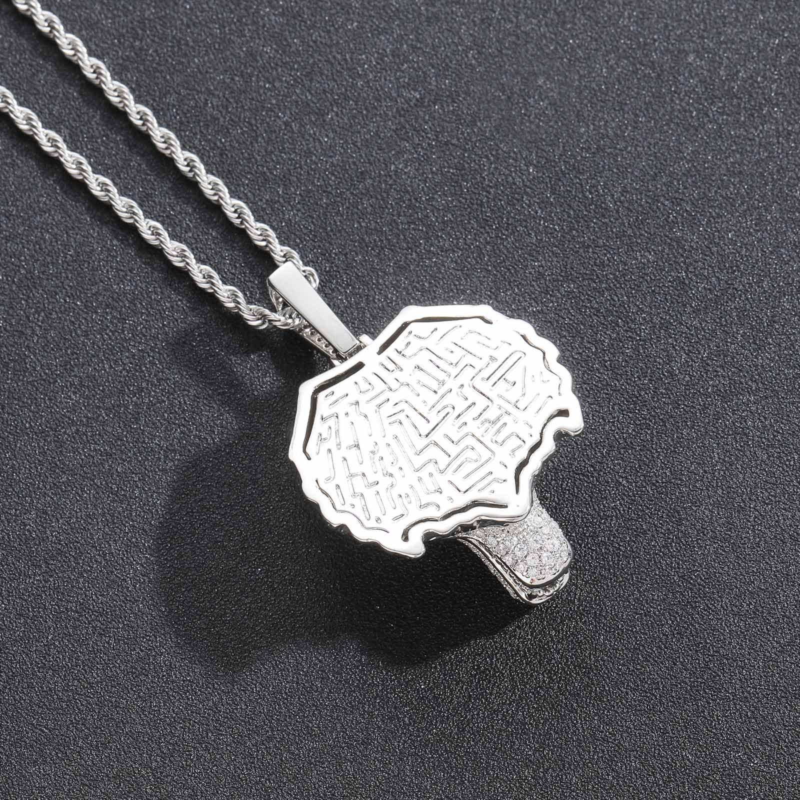 Hip Hop Retro 3D Wolf Head Pendant Necklace Cool Men Gift Full 5A Zircon 18k Real Gold Plated Jewelry