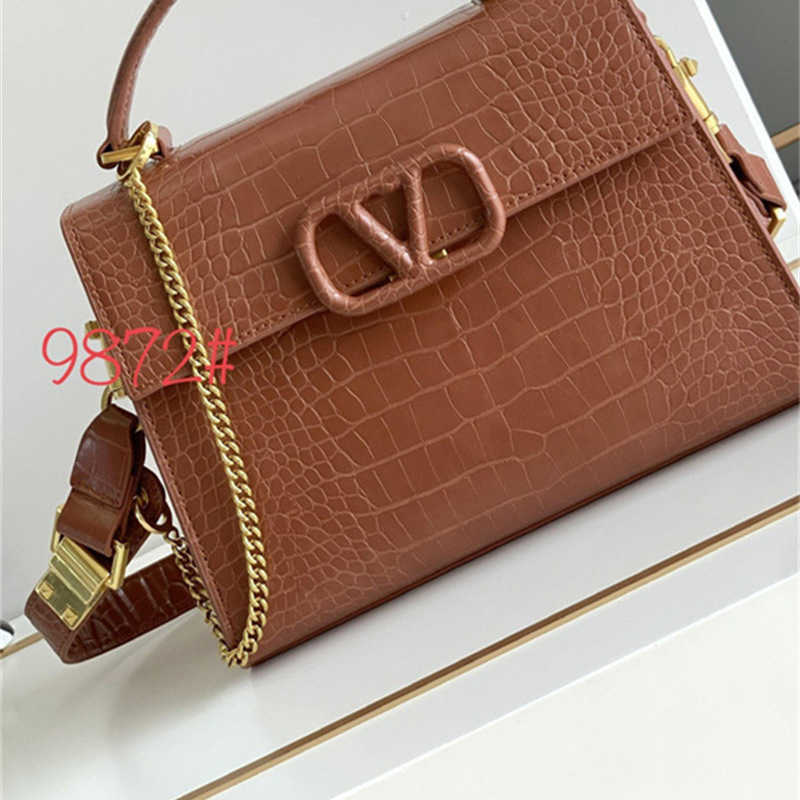 Genuine Leather Valentins Handbag New crocodile pattern leather buckle runway style paired with leather for wedding bags light luxury and highend feeling for publi