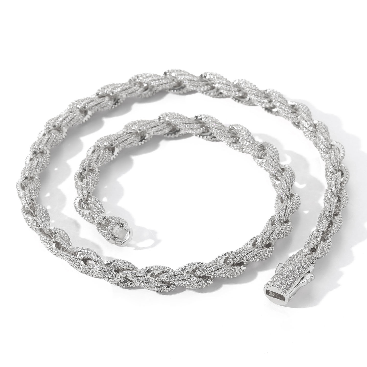 Test GRA réussi Moissanite diamant Moissanite Miami 8mm chaîne torsadée chaîne de corde complet Zircon collier cubain à la mode Rap Hip Hop Bracelet