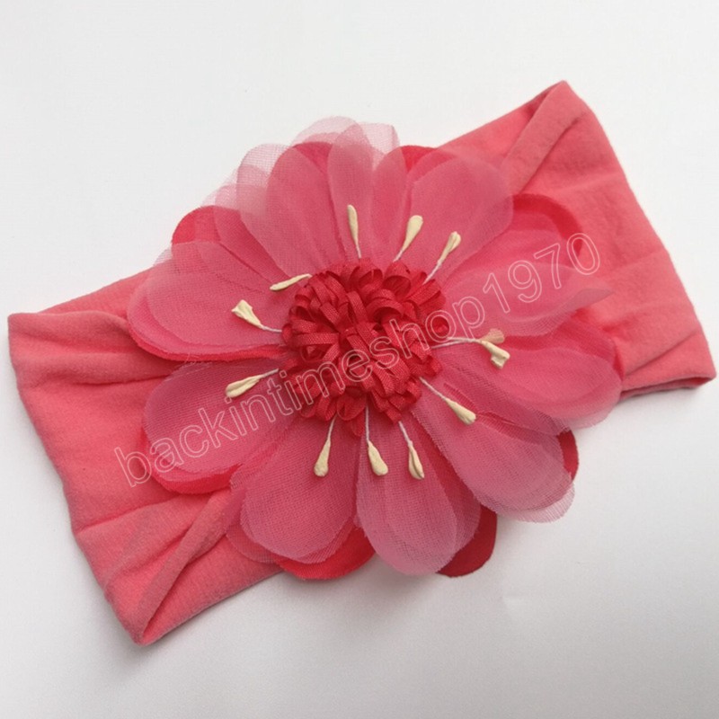 Cute Artificial Flower Elastic Wide Hairband Baby Girls Soft Comfortable Nylon Headband Infant Headwear Party Decoration