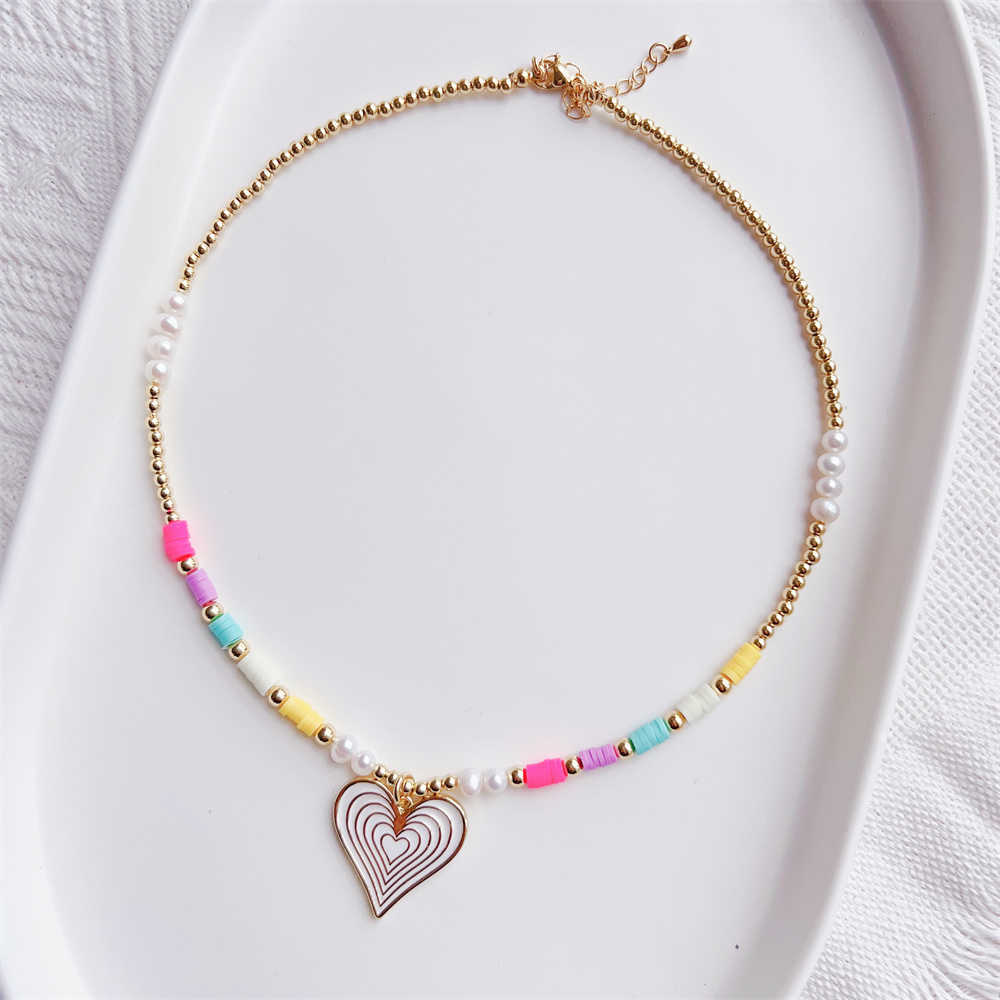 Pendant Necklaces Dome Cameras KKBEAD Stacking Heart Pendant Necklace for Women Gift Boho Jewelry Colorful Heishi Natural Pearl Beaded Necklaces Dais AA230428