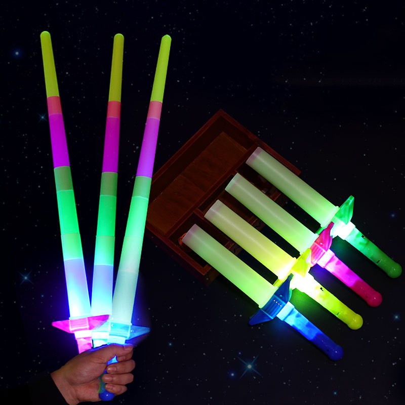 68CM Telescopic Luminous Stick Flash Light Up Fluorescent Sword Concert Christmas Carnival Toys Kids Gift LX55