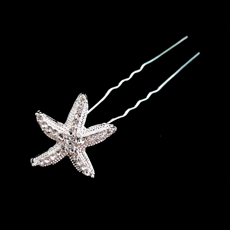 Bride Starfish Rhinestone Small Hairpin Pan Hair U-shaped Clip Hair Accessories Pin Headwear Top Clip