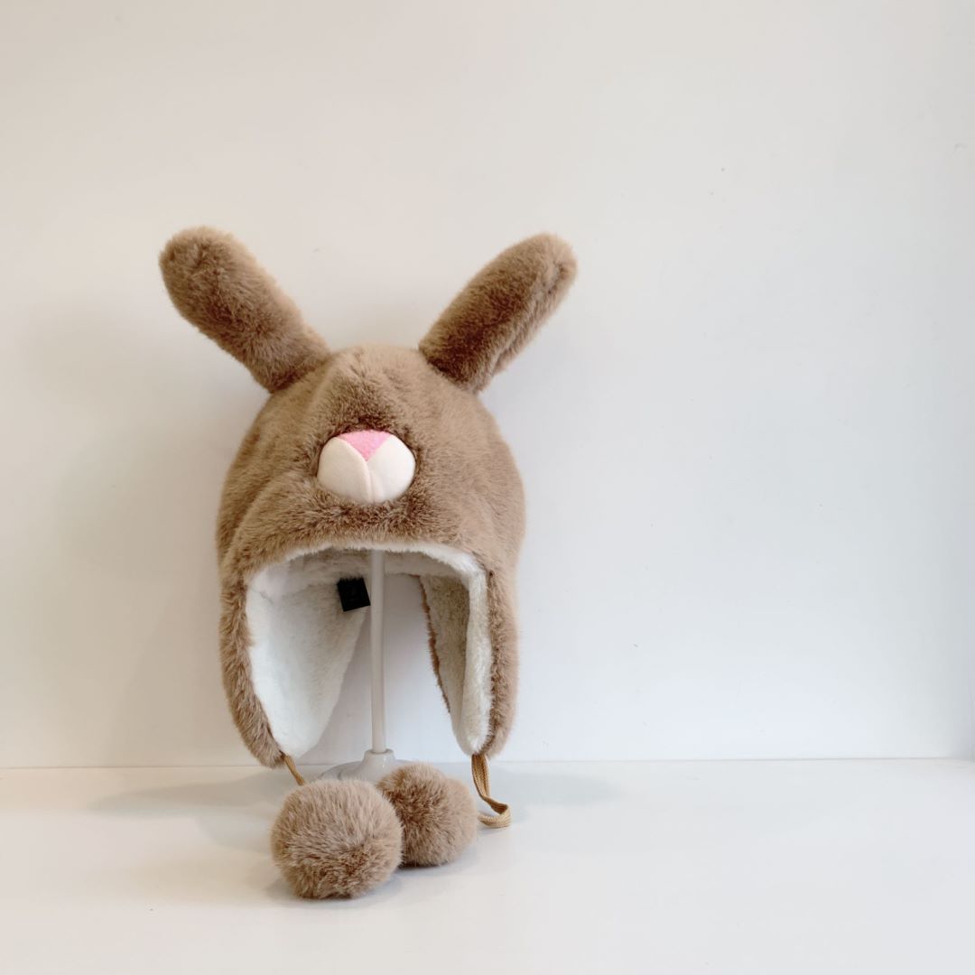 Kids stereo rabbit ears faux fur hats winter boys girls cute bunny warm plush cap autumn winter children protection ear beanie Z5629