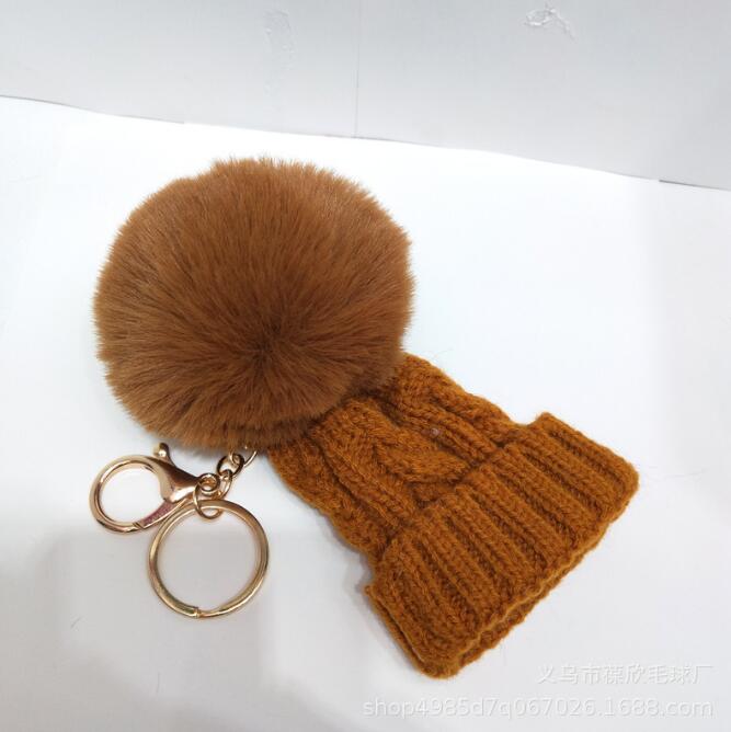 Mini gebreide hoed Keychains Hairball Pompom Keychain Bag Car Pendant Creative Gift Yarn Key Pendant