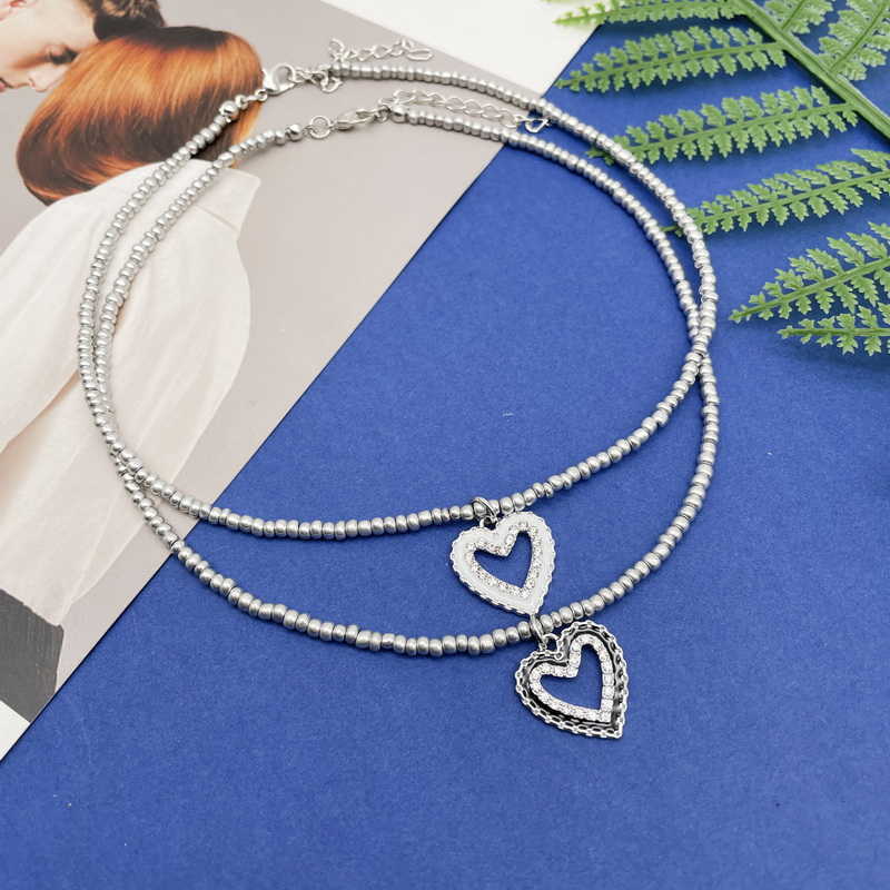 Pendant Necklaces Dome Cameras New Cute Heart Pendant Necklace For Women Girls Boho Seed Beads Strand Women Necklace Jewelry For Vacation Beach Gift AA230428