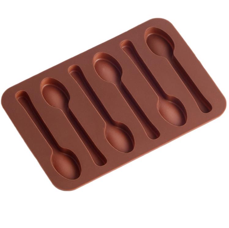 Stampo decorazione torta fai-da-te in silicone antiaderente 6 fori a forma di cucchiaio Stampi cioccolato Gelatina di ghiaccio Cottura 3D Caramelle SN5223