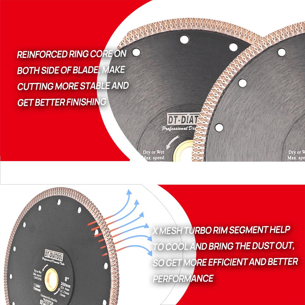 Zaagbladen dtdiatool spiekane spiekanie diamentowe ostrze do cięcia dysk x segment Turbo Turbo Rim Blade do porcelanowego marmuru ceramicznego