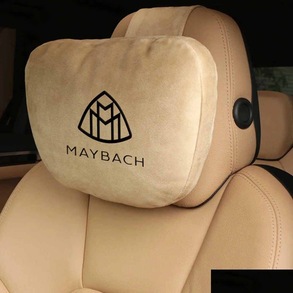 seat cushions embroidery car headrest ultra soft suede pillow car seat rest cushion headrest car neck pillow for sclass headrest