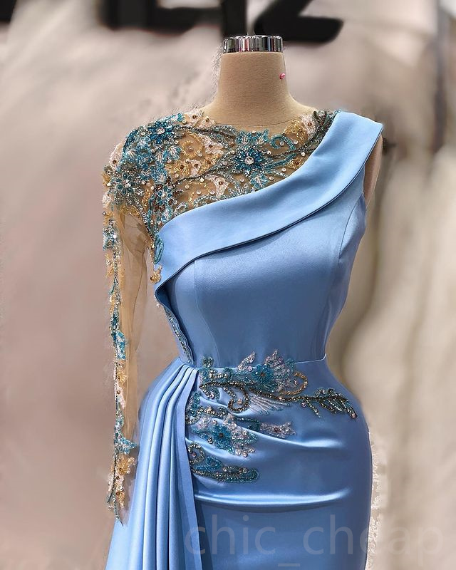 2023 April Aso Ebi Lace Mermaid Prom Dress Beaded Crystals Satin Evening Formal Party Second Reception Birthday Engagement Gowns Dress Robe De Soiree ZJ662