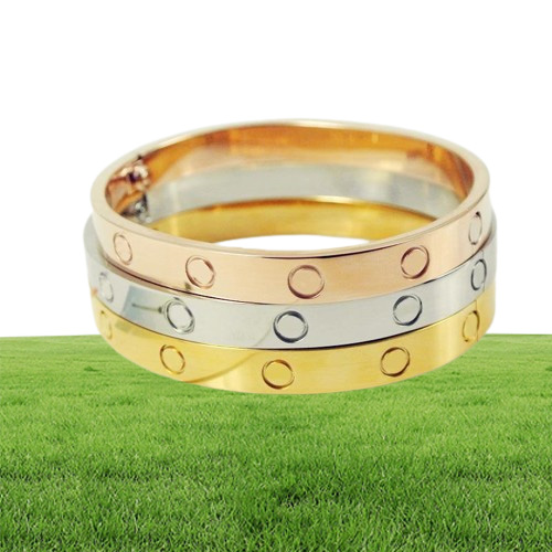 Klassisk stil 316L rostfritt stål Skruv kärlek Bangle Armband Mens Kvinnor Par smycken med skruvmejsel och låda jul 9234641