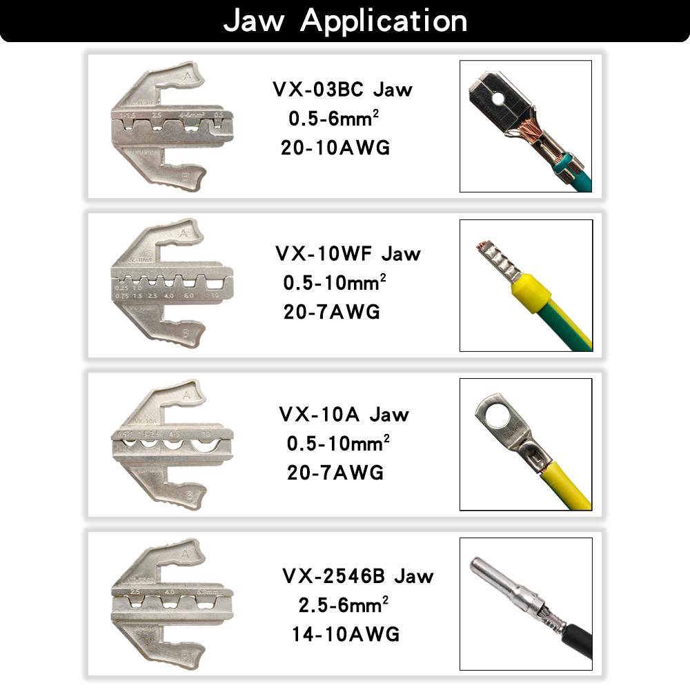 Tang Crimping Pliers Quick Replacement Jaw Set For 2.8 4.8 6.3 Plug/Tube/Insulation/Car Terminals Hand Multifunction Wire Clamp Tools