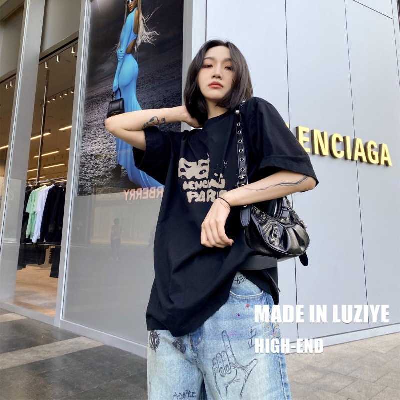 Designer new women t shirt Shirt Year High Edition 23SS Hand Painted Graffiti Speckle Print Sleeve Loose OS Version T-shirt