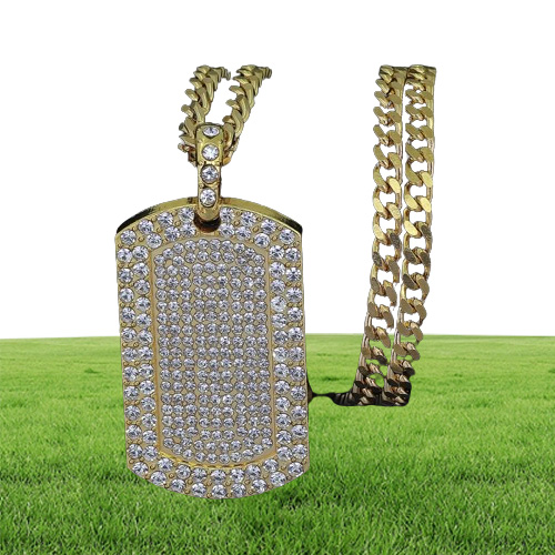 Collier Hip Hop pour hommes, bijoux en strass complet, pendentif chien glacé, colliers en or pour Men7395502