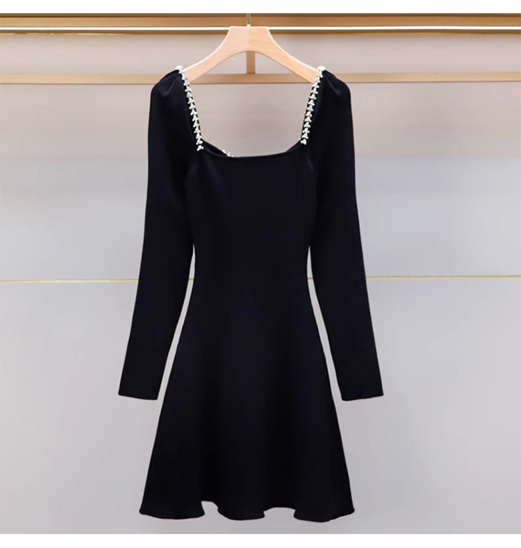 1022 L 2023 Runway Dress Autumn Dress V Neck Black Long Sleeve Märke samma stil Empire Womens Dress Fashion Qianhe