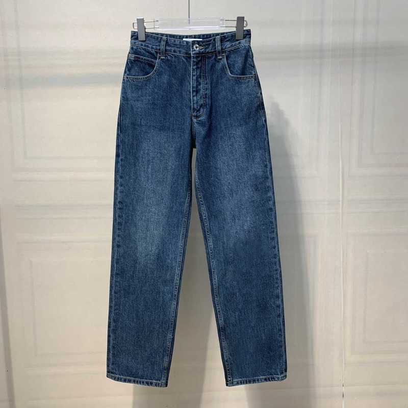 Calças de brim femininas designer de alta qualidade jeans feminino 2023 outono/inverno nova cintura alta solta perna reta calças de perna reta rj59