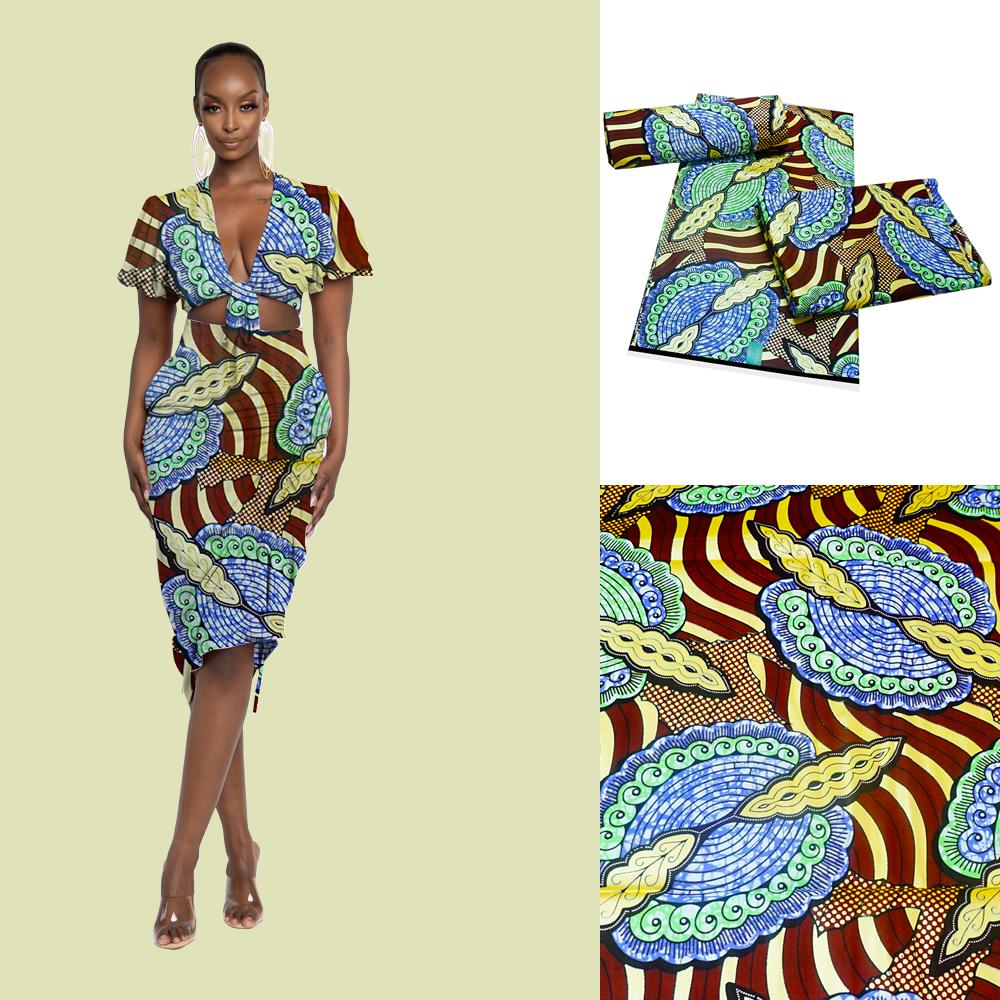 ファブリックアンカラアフリカンプリントバティックファブリックリアルゴールドワックスウェディングドレス用の100％コットン縫製素材高品質アフリカティス6ヤード