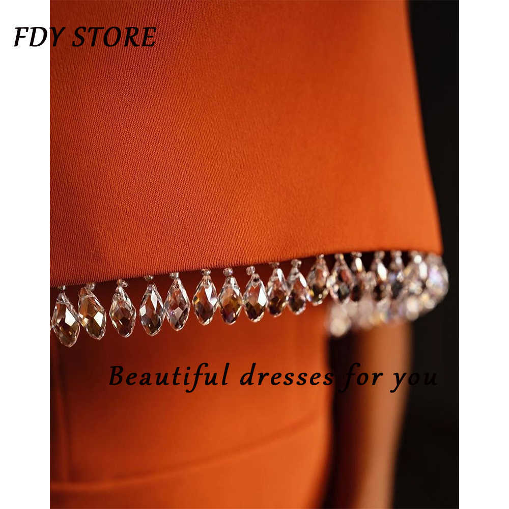 FDY Store Soirée une épaule gaine perlée fermeture éclair à volants retour robes de soirée formelles fête bal élégant pour les femmes W0428