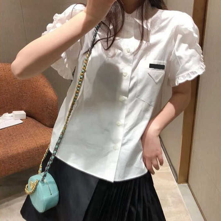 Designer new women t shirt Academy Triangle Label Blossom White Shirt Summer Small Style Design Sense Sleeve