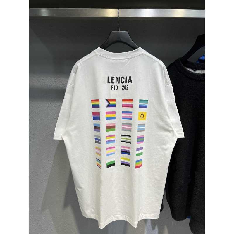 Designer de luxo Mulher camiseta alta família manga de mão de mão traseira bandeira orgulho de camiseta imprimor